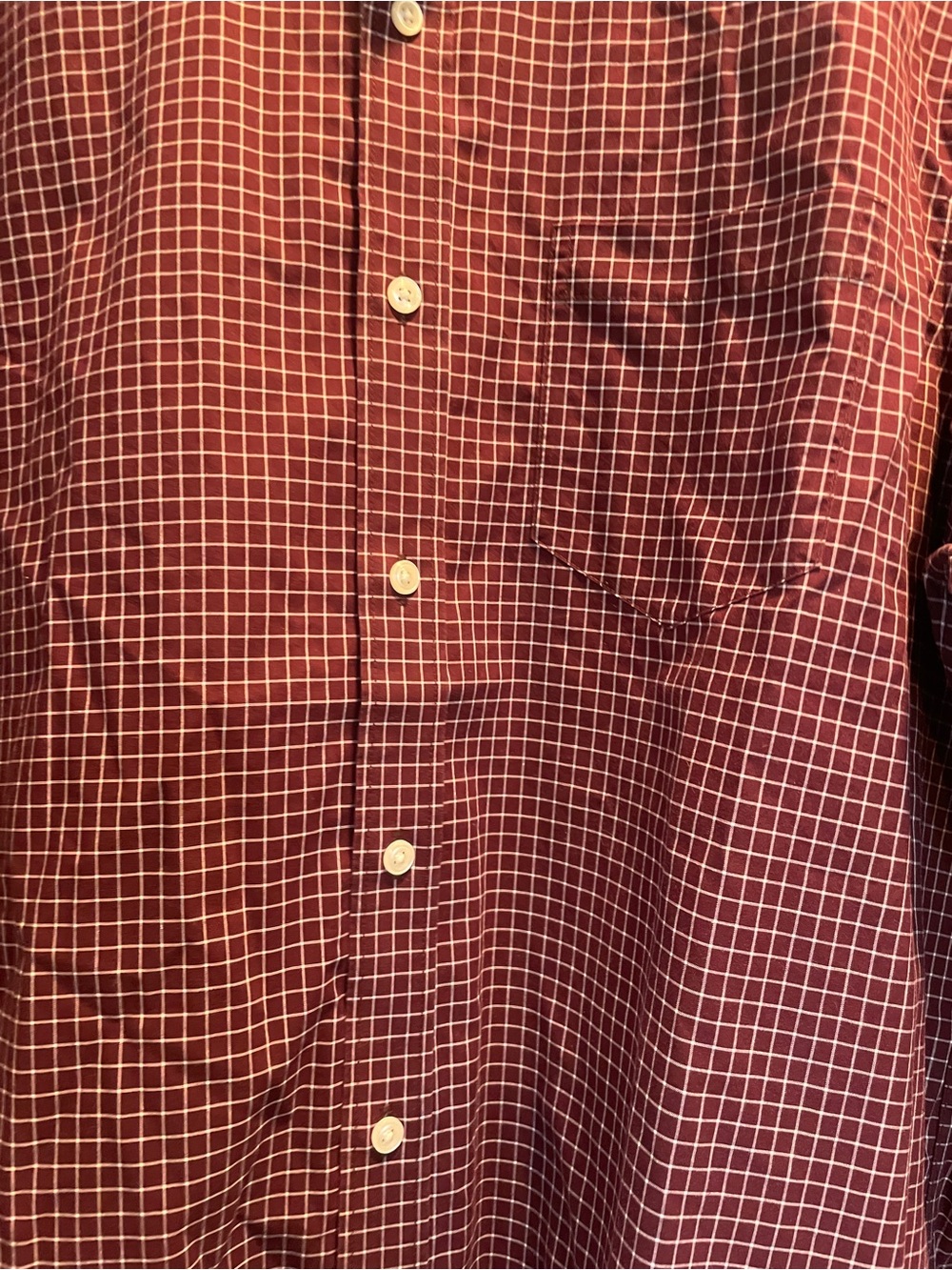 L.L. Bean Men's Burgundy Grid Button-Down Shirt size L - Picture 2 of 5